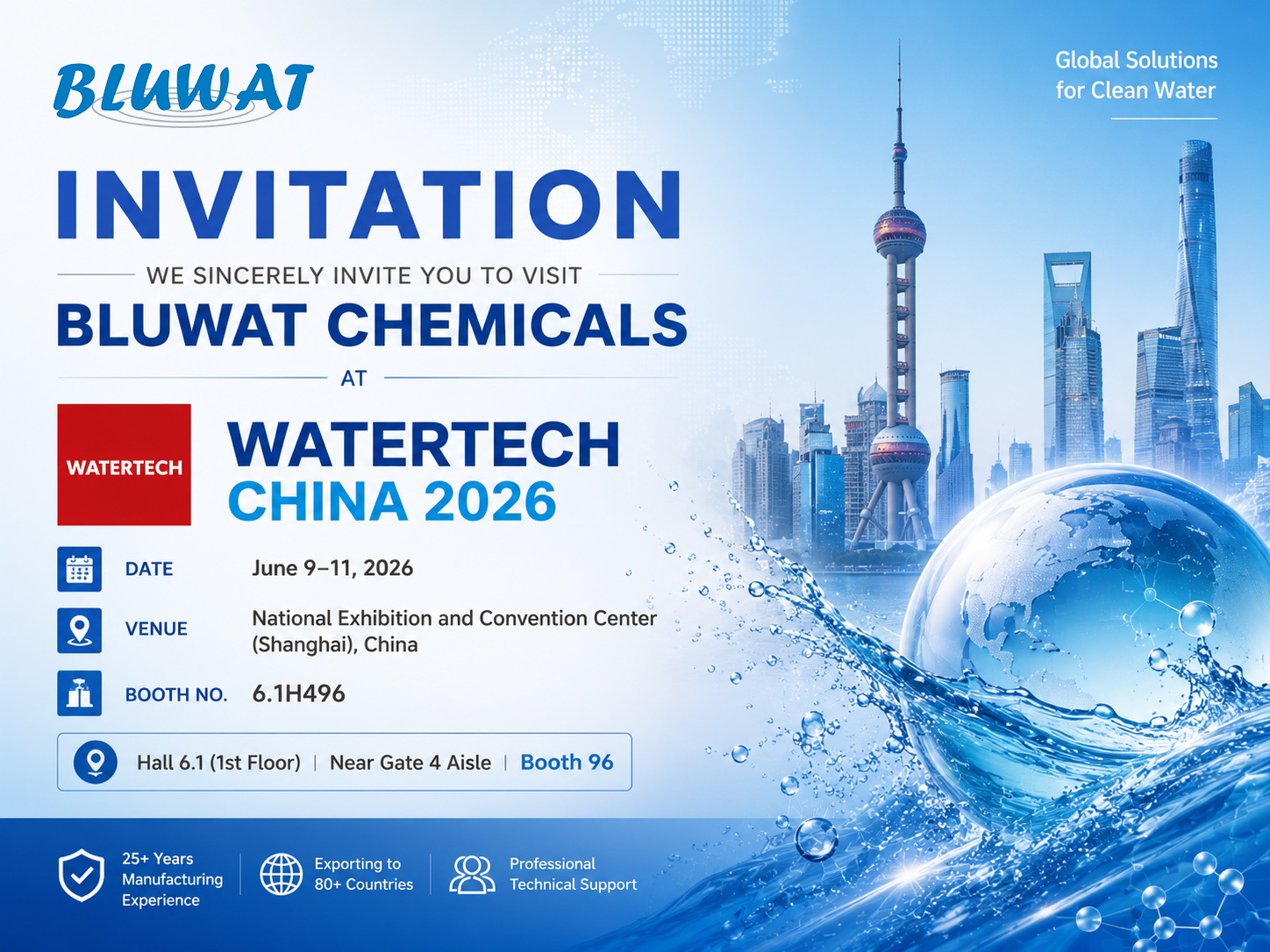 Najnowsze blogi firmy Poznaj firmę Bluwat Chemicals na targach WATERTECH CHINA 2026 – zaproszenie na wystawę w Szanghaju