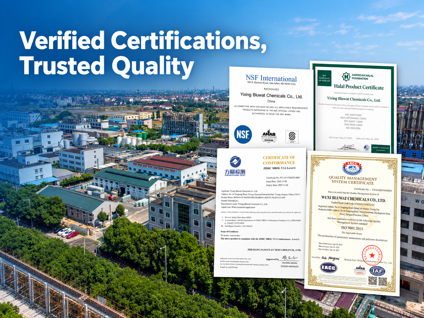 Najnowsze blogi firmy Bluwat Chemicals Strengthens Buyer Confidence with Verifiable NSF, Halal, ZDHC and ISO Credentials